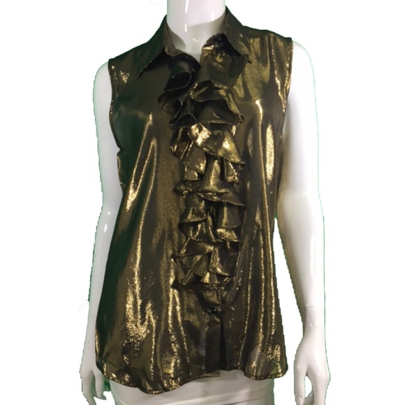 NWT Ralph Lauren Gold Ruffle Vest (1130) - Picture 1 of 3